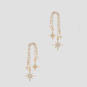 Gold Star Drop Earrings
